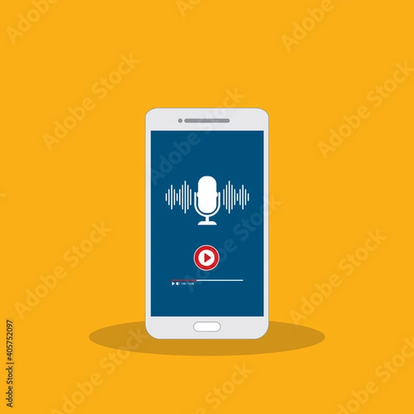 Fototapeta Podcast Mobile Device App Interface	