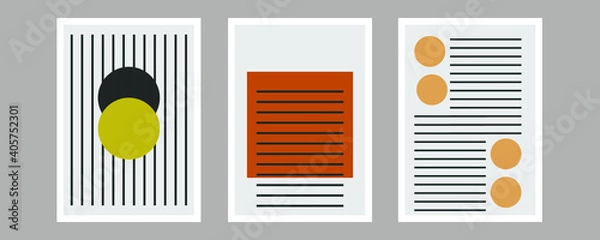 Fototapeta Trendy set of abstract creative minimalist artistic hand painted composition ideal for wall decoration, as postcard or brochure design, vector illustration
