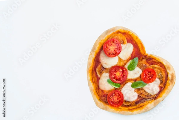 Obraz Margarita pizza with form of heart