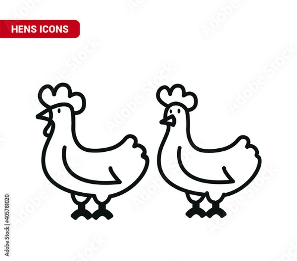Fototapeta Vector image. Icon of a cute and friendly hen.