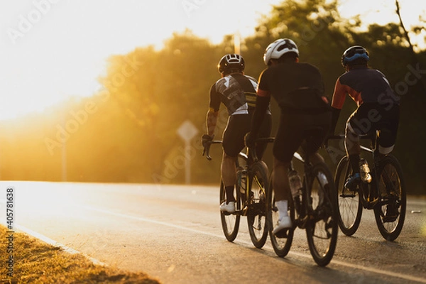 Obraz Cycling group training in the morning