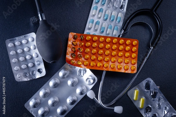 Obraz stethoscope and Pills