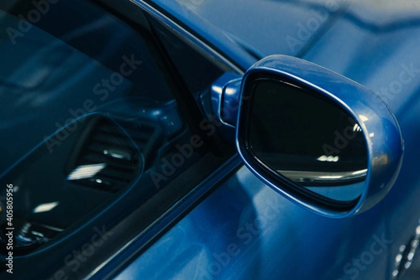 Fototapeta side rear-view mirror on a modern car