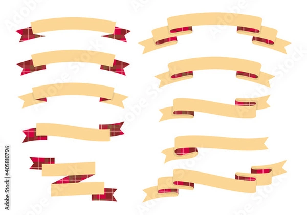 Obraz タータンチェックのリボンフレームセット