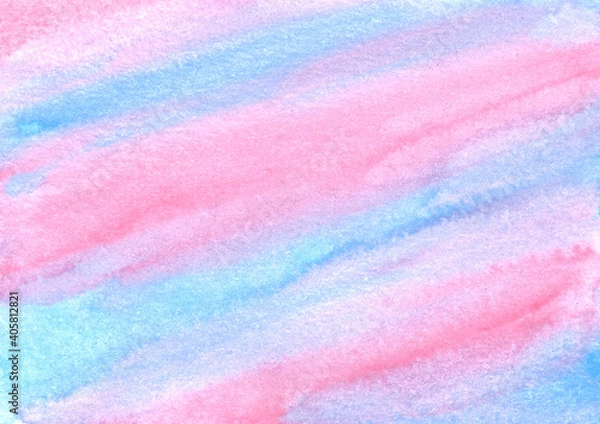 Fototapeta Abstract colorful watercolor background. Watercolor wet texture. Blue, purple and pink colors mixed together. Gradient with splash texture. Interior picture with lines. Beautiful creative print