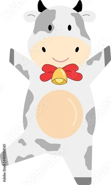 Fototapeta Vector illustration of funny smiling cow