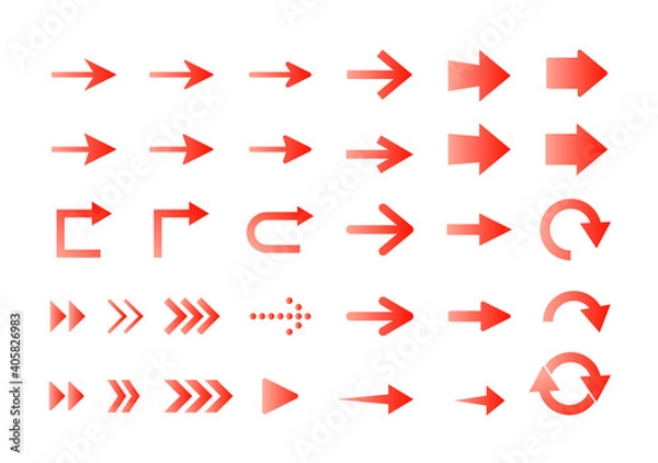 Fototapeta 矢印　アイコンセット／赤　グラデーション