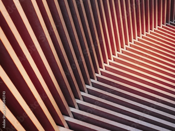 Fototapeta Full Frame Pattern Background of Wooden Bars Seat with Light and Shade