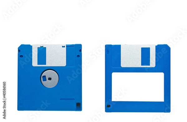 Fototapeta Magnetic floppy disc for a computer on a white background
