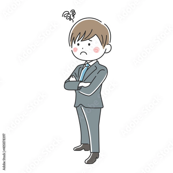Fototapeta 腕組みをして困っているビジネスマンのイラスト