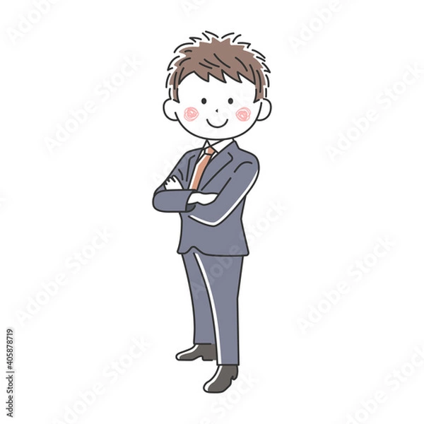 Fototapeta 腕組みをする笑顔のビジネスマンのイラスト