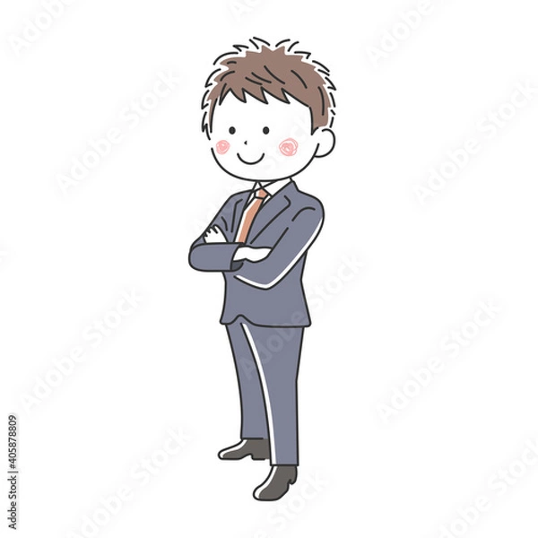 Fototapeta 腕組みをする笑顔のビジネスマンのイラスト