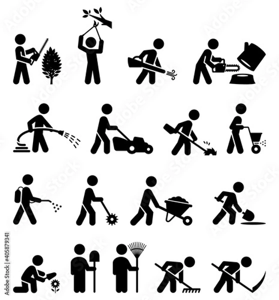 Fototapeta Property Maintenance Landscaping Icon Set