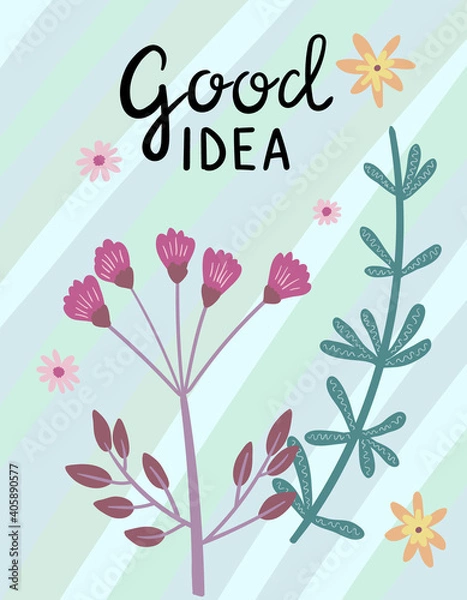 Obraz Vector Set of different plants isolated on white. Flowers and leaves collection for creating branding projects, logos, handmade craft items, web pages, magazine illustrations,