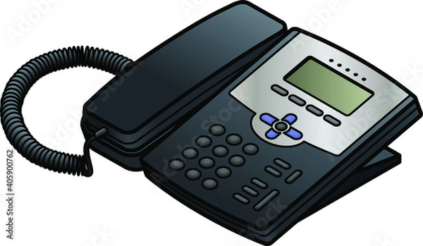 Fototapeta A voice-over-IP desktop phone with a small LCD screen.