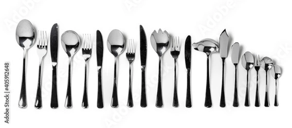 Fototapeta Set of silverware isolated on white background