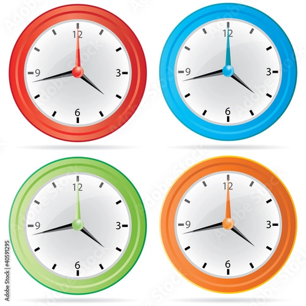 Fototapeta Vector Isolated Color Wall Clock Set