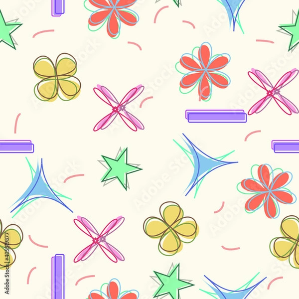 Fototapeta Abstract seamless design for baby textured or cloths created with different shapes