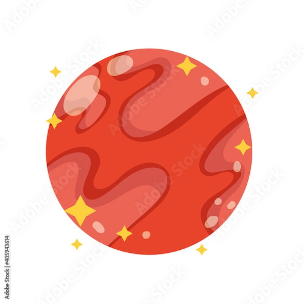 Obraz space planet mars astronomy adventure explore cartoon flat style