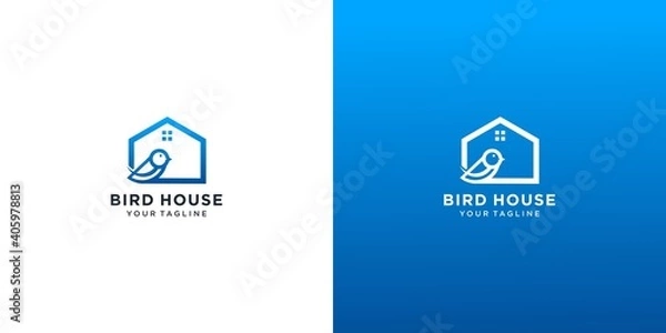 Fototapeta bird house logo design vector