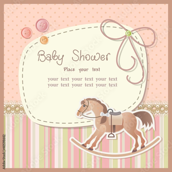 Obraz Baby shower for boy with scrapbook elements