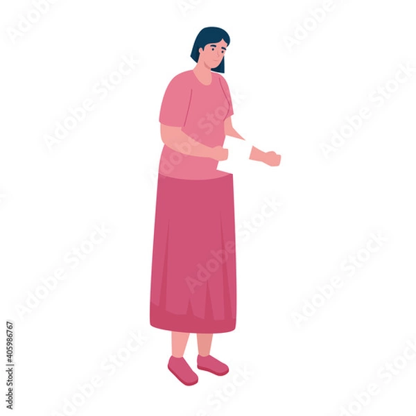 Fototapeta young woman with paper file avatar character vector illustration design