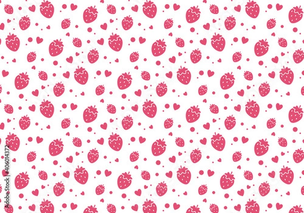 Fototapeta 単色の苺パターン