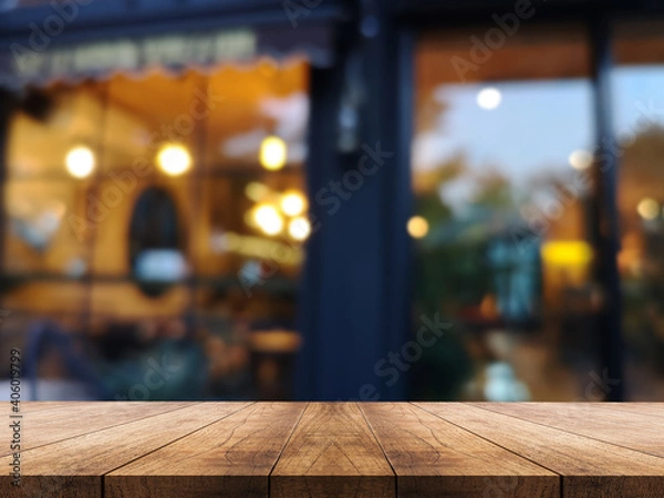 Fototapeta 3D rendering, wooden top table on isolate bokeh background