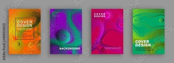 Obraz Threads-line conceptual design. Minimal covers design. Colorful halftone gradients. Background line art patterns.