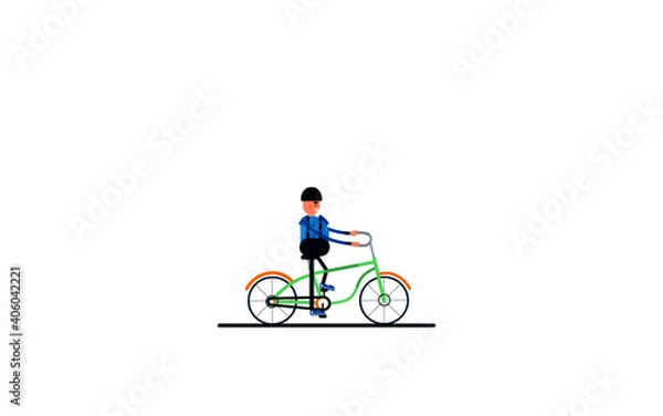Obraz A Cartoon Bicycle Riding Character Illustration Design