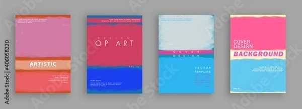 Fototapeta Minimalistic art. Cover design. Abstract painting style. Colorful background geometric patterns.