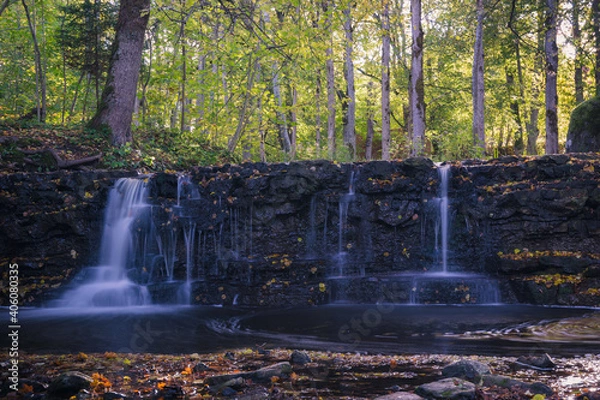 Obraz waterfall in autumn forest