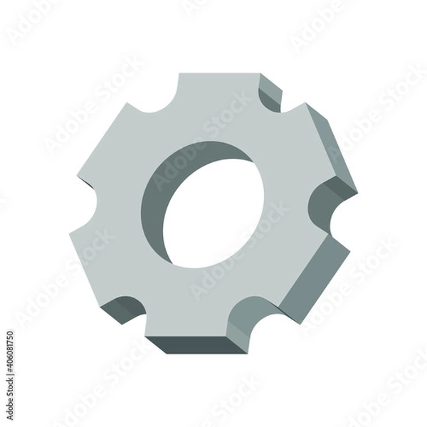 Fototapeta Gray gear on a white background 3d, vector