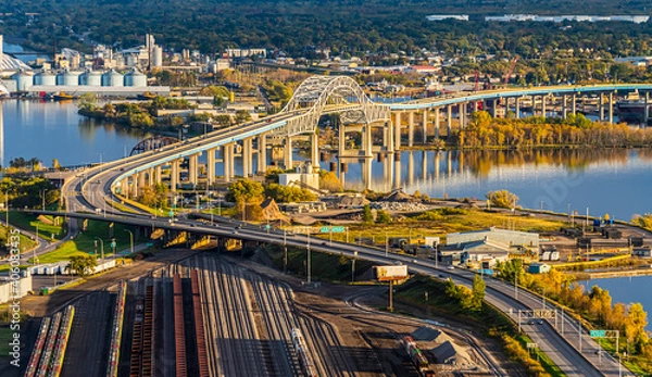 Obraz John A Blatnik Bridge across St. Louis Bay in Duluth Minnesota.