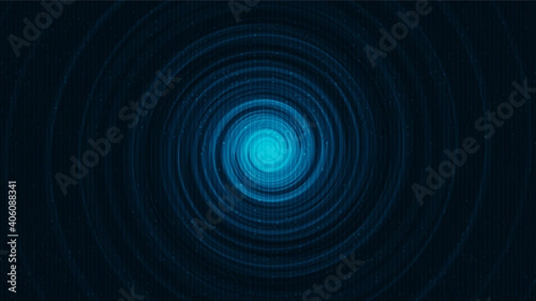 Fototapeta Modern Teleport Warp Spiral Technology on Blue Background,Network Concept design,Vector illustration.