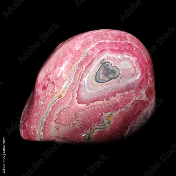 Obraz huge rhodochrosite stone on black background 