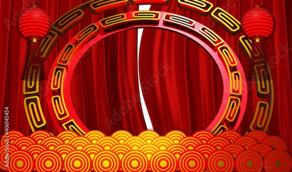Fototapeta Chinese New Year abstract background 3D