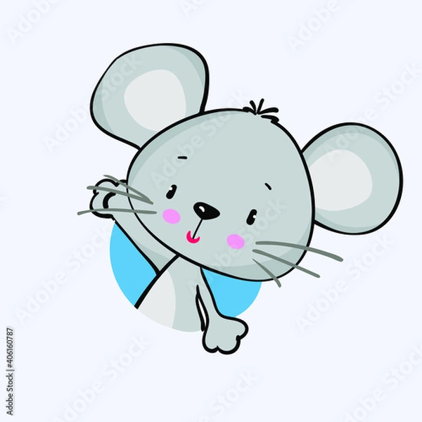 Obraz Cute little mouse waving its paw