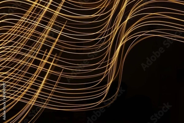 Obraz Abstract Yellow Glowing Line Wave Background