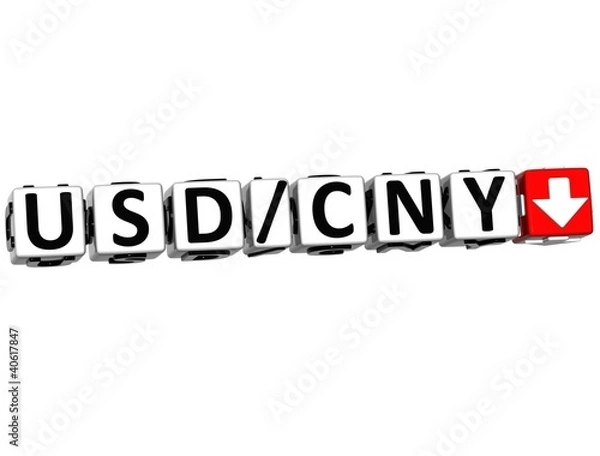 Obraz 3D Currency USD CNY rate concept symbol button