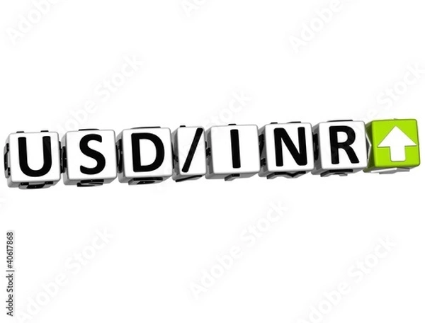 Obraz 3D Currency USD INR rate concept symbol button