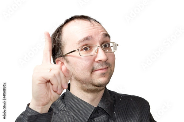 Obraz Solid men points upward