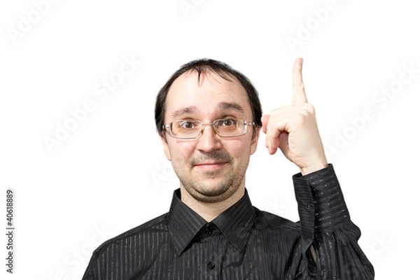 Obraz Solid men points upward