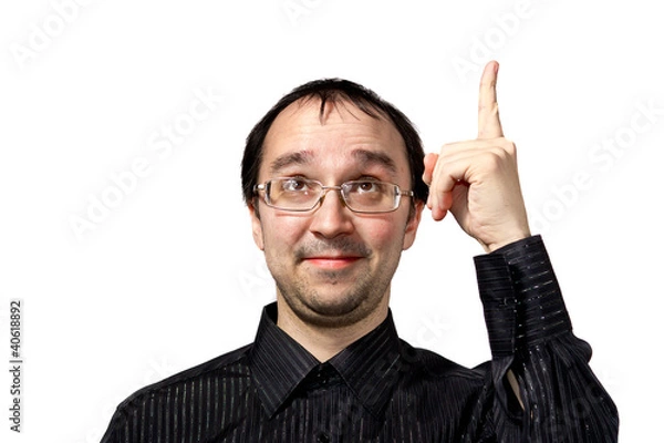 Obraz Solid men points upward