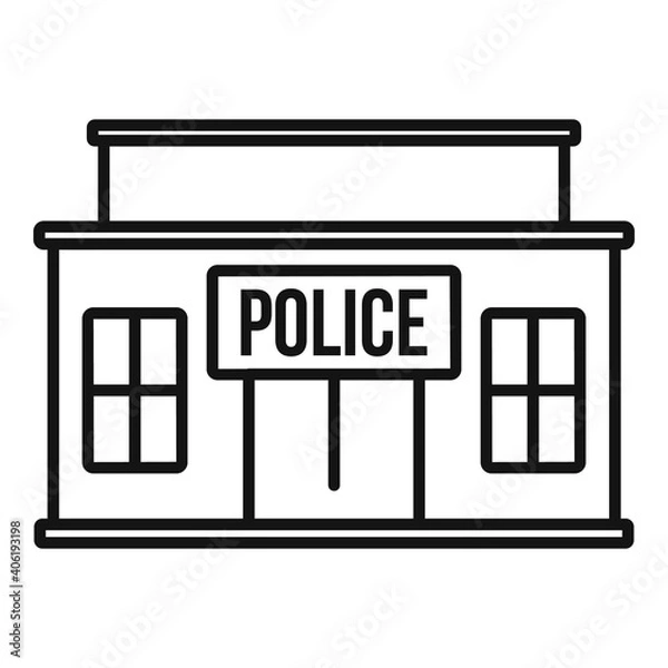 Fototapeta Police building icon. Outline police building vector icon for web design isolated on white background