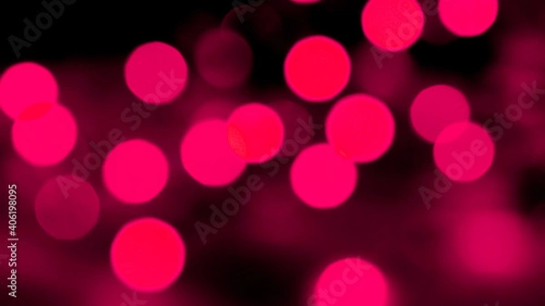 Obraz Pink bokeh background, pink and black bokeh background, dark valentines day background, blurry pink lights and blurry circles and semicircles, valentines night concept, defocused washed lights spot