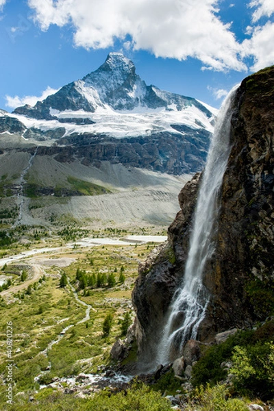 Obraz Matterhorn with waterfal