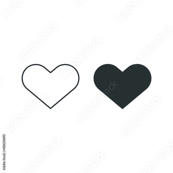 Fototapeta Collection of Heart icon, Symbol of Love Icon flat style modern design Isolated on Blank Background color editable