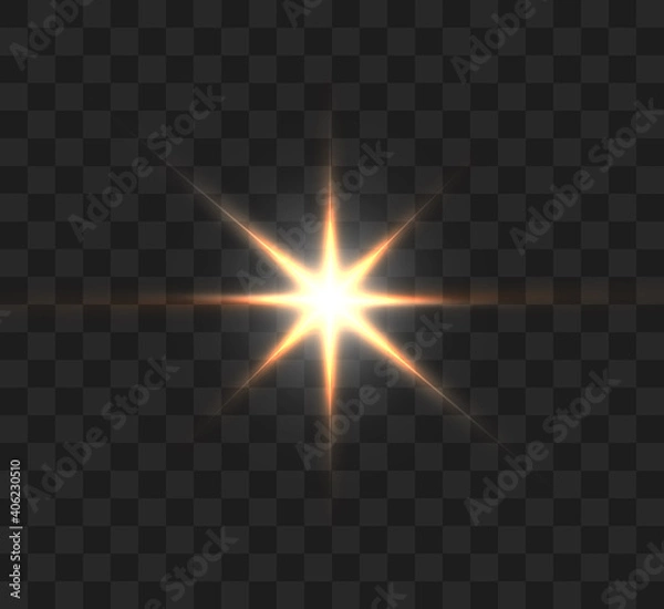 Fototapeta A bright flash of light flickering on a transparent background, for vector illustrations and backgrounds.	