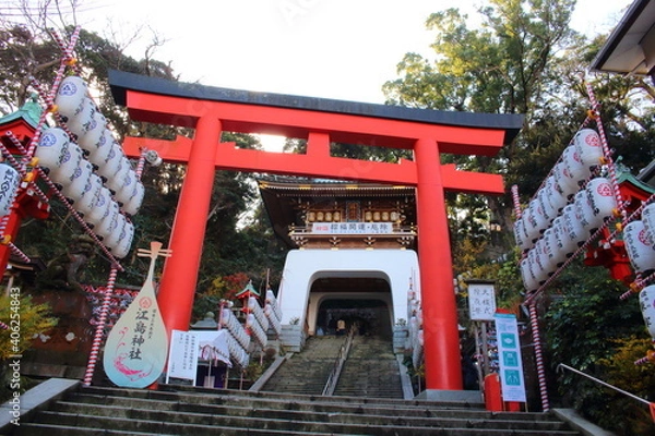Obraz 江島神社 鳥居 Enoshima Shrine Torii Gate